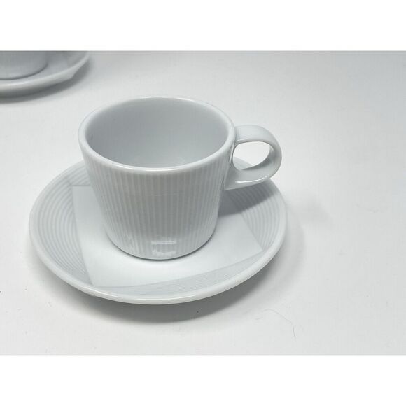 Wedgwood Restaurantware Espresso Demitasse Cups Saucers White Modern Set Of 4 - Picture 2 of 9